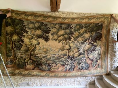 null In the taste of Aubusson. Greenery. Reproduction of tapestry. 227 x 395 cm