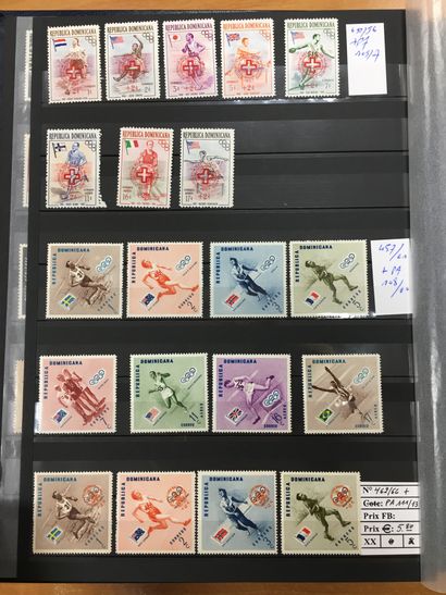 null 
Thématiques sur les JO de 1960 à 1976 comprenant timbres, BF, Epreuve de LUXE,...