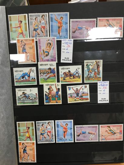 null 
Thématiques sur les JO de 1960 à 1976 comprenant timbres, BF, Epreuve de LUXE,...
