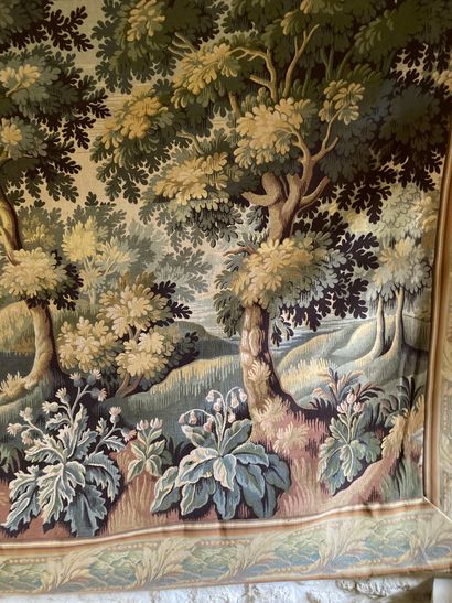 null In the taste of Aubusson. Greenery. Reproduction of tapestry. 227 x 395 cm