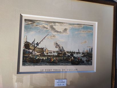 null Lot de 4 gravures en couleur, 4 vues de Port, Boulogne, Morlaix, Saint

Malo,...