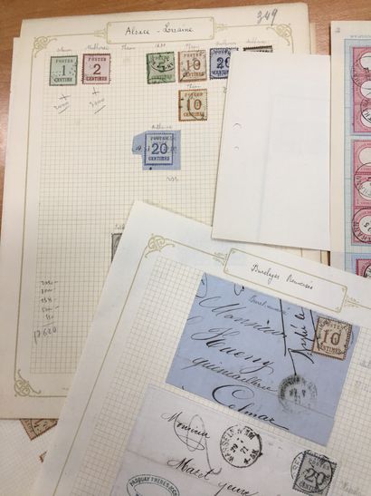 null Alsace-Lorraine : Importante étude comprenant des timbres types, neufs et obl.,...