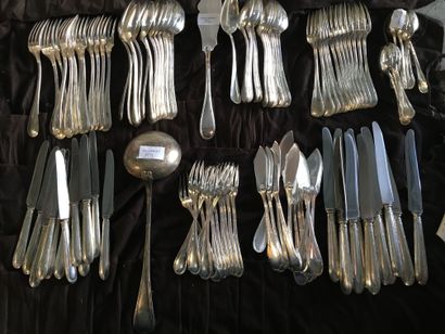 null Part of a silver plated menagere monogrammed CB : forks, knives table spoons,...