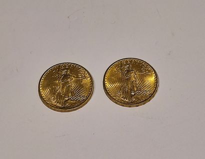 null 
2 pièces de 20 Dollars or datées 1908
