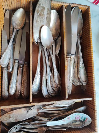 null Lot of silver plated metal including cutlery, serving pieces and miscellane...
