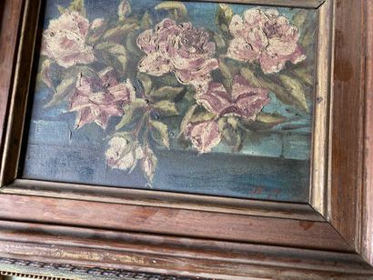 null Lot of 7 framed Bouquets of flowers. Watercolors, gouaches. Panels, canvases...