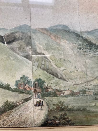 null View of a mountainous countryside. Watercolor dated July 20, 1813 and located....