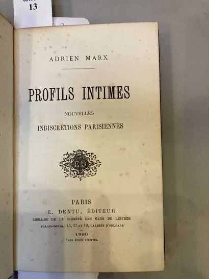 Adrien Marx 

Profil intime, Paris Dentu...