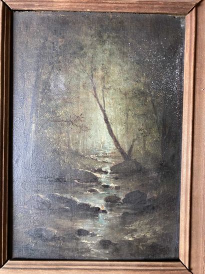null Under wood and brook - View of pond. Two frames with signatures. 

Size: 20...