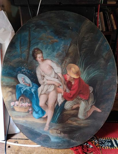null Travail dans le gout du XVIIIe 

Scène pastorale

Pastel ovale 

65 x 54 cm...