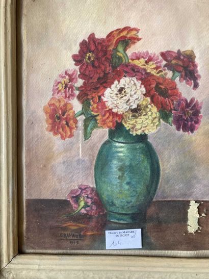 null Lot of 8 framed Bouquets of flowers. Watercolors, oils on canvas and various....