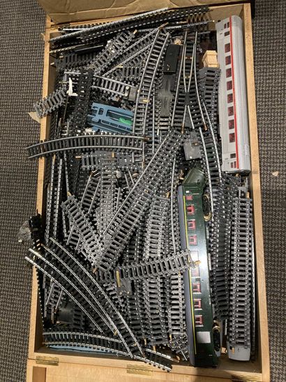 Lot of small trains and raillas in a box...