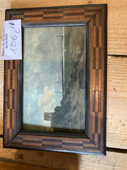 null Set of 7 framed miscellaneous including under wood with the river, woman in...