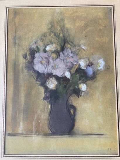 null 
Set of two modern framed, still life with window and bouquet of flowers. Carries...