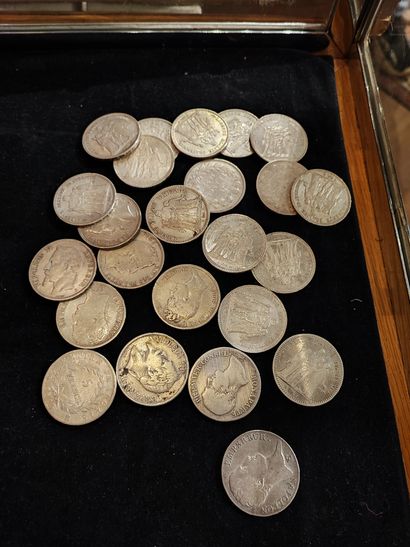  Lot de 24 pièces de 5 francs XIXe siècle,...