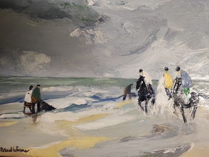 null Roland Lefranc Matinee in Deauville_x000D_ Oil on canvas, signed lower left

Oil...