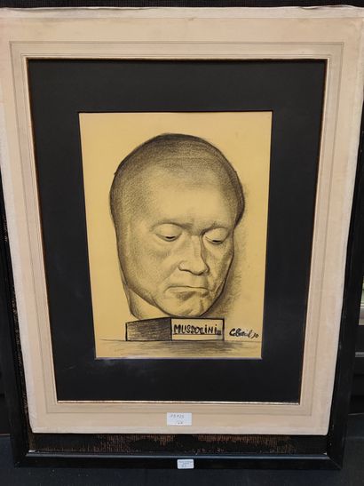 null Bust of Mussolini. Drawing signed COLOCICHI at the bottom right and dated 30,...