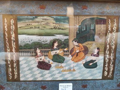 null Persian miniature 4 women drinking tea