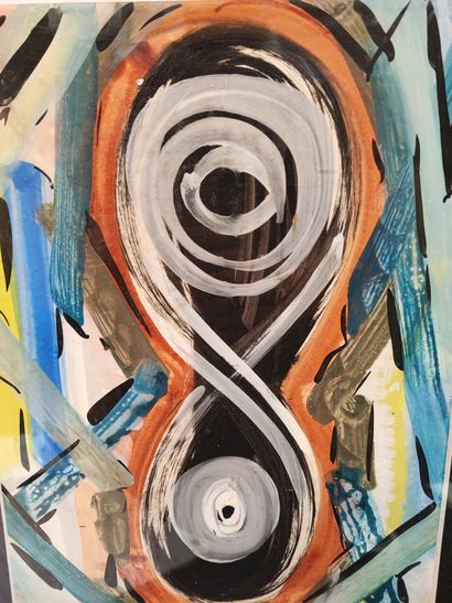 null Abstract composition. Mixed media on paper signed BECKER on the lower left and...