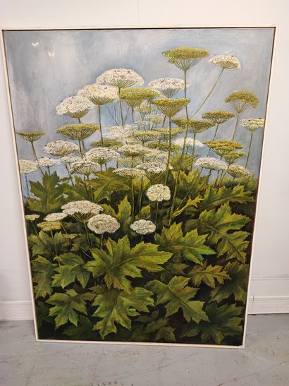 null Ecole contemporaine Fleurs de carottes sauvages Huile sur toile_x000D_

128...