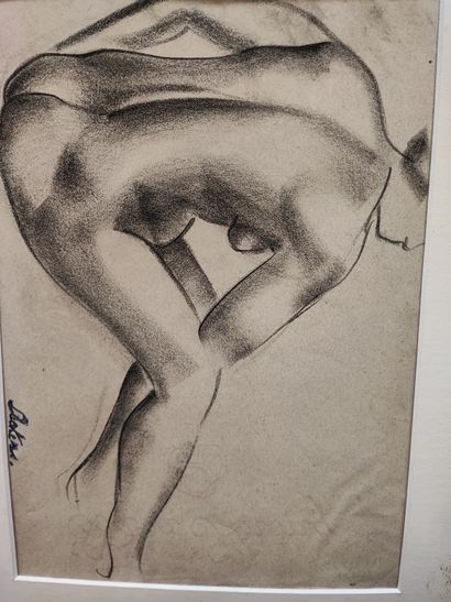 null Female nude. Pencil signed DECKER and framed. Size: 19 x 28 cm.