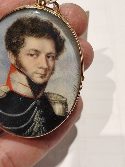 null 
José OTHON (Espagnol, actif à Paris 1817-1840). Portrait d'un officier, 1818.....