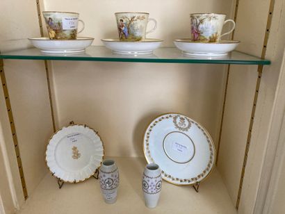 null Lot of Sèvres porcelain or in the taste: including three cups and their saucers...