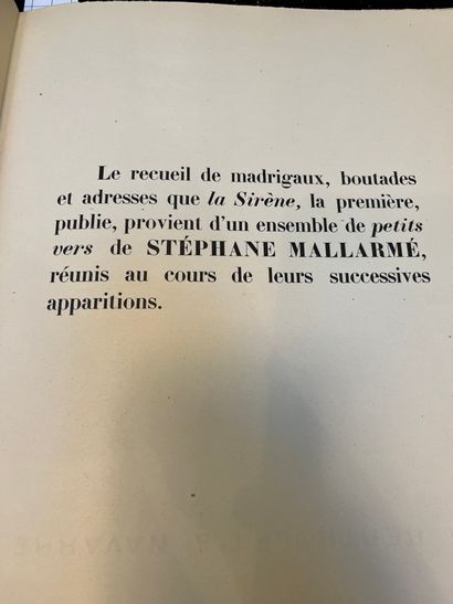 MALLARMÉ (Stéphane) Madrigaux. Paris, Éditions de la Sirène, 1920.
In-4° broché,...