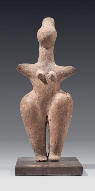 null Steatopygian and callipygian idol standing with its head in the shape of a ball...