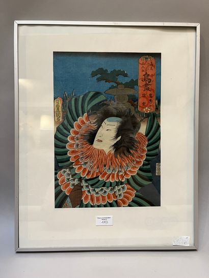 UTAGAWA TOYOKUNI III (1786-1865) - Oban tate-e, portrait d'acteurs en costume de...