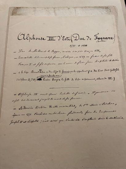 Famille d'ESTE 6 L.S. with autograph compliments; 1 page in-fol. each, several addresses.
Leonora...