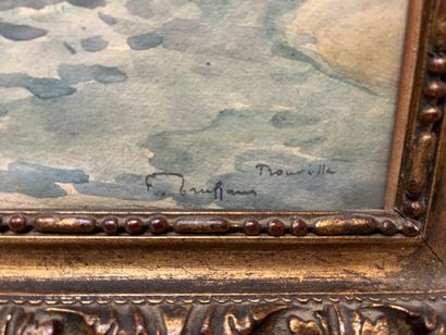 Fernand Fortuné TRUFFAUD (1866 - 1955) Le port de Trouville Aquarelle, signée et...