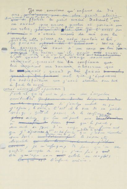 Marcel JOUHANDEAU (1888-1979) écrivain Manuscrit autographe ; 1 pages grand in-8...