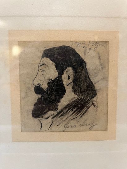 Jacques VILLON (1875-1963) Tête d' homme. 1895
Impression en noir, signée et datée...