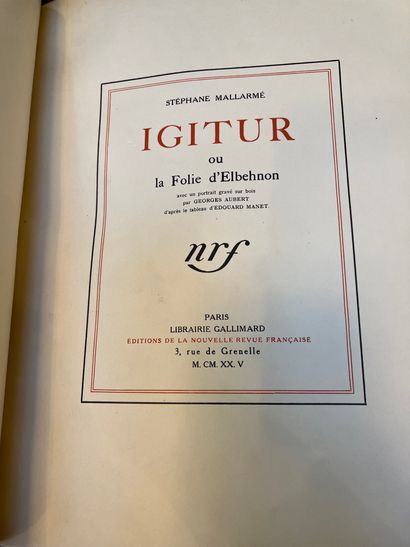 MALLARMÉ (Stéphane) Igitur ou la Folie d'Elbehnon. Paris, Librairie
Gallimard, Éditions...