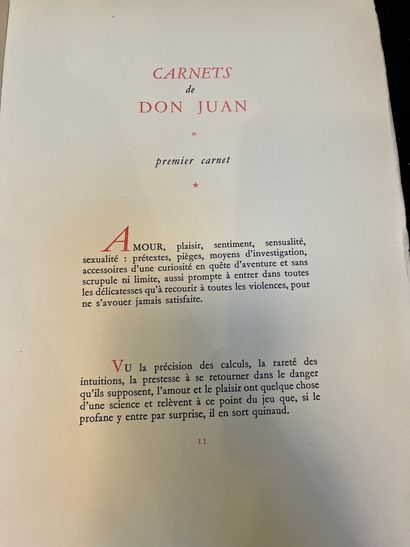 [JOUHANDEAU (Marcel)] Carnets de Don Juan par l'auteur du Traité de l'abjection....