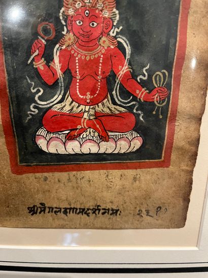 null Tsakli représentant Bhairava
Pigments polychromes sur papier.
Tibet, circa 1800.
(Légères...