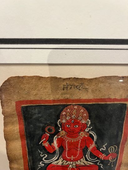 null Tsakli représentant Bhairava
Pigments polychromes sur papier.
Tibet, circa 1800.
(Légères...