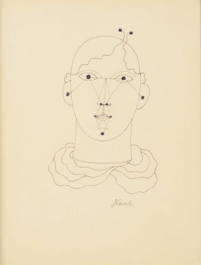 null Visage géométrique ou visage aux points, vers 1926
Dessin à l'encre, signé vers...