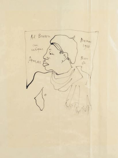 null Al Brown at the Amar Circus, 1938 Ink drawing, signed, dated and located Douai...