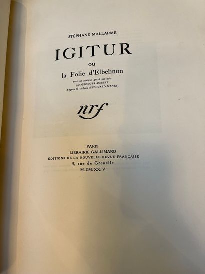 MALLARMÉ (Stéphane) Igitur ou la Folie d'Elbehnon. Paris, Librairie
Gallimard, Éditions...