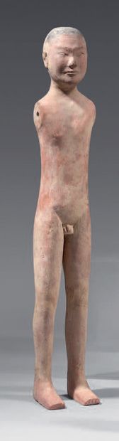 CHINE - Dynastie HAN (206 av. JC - 220 ap. JC) Statuette mingqi d'homme dit stickman...