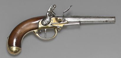 null Flintlock cavalry pistol model 1777, first type, double barrel with thunder,...