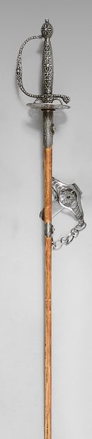 null Court sword, hallmarked silver hilt, diamond-tipped, fully pierced; fine white...