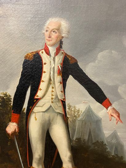 null 
Portrait du Général Lafayette en pied. Huile sur toile, cadre doré ; 72.5 x...