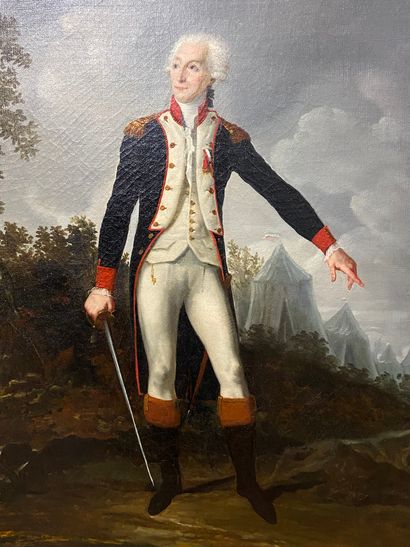null 
Portrait du Général Lafayette en pied. Huile sur toile, cadre doré ; 72.5 x...