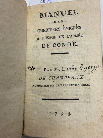 null Abbé de Champeaux, noble cavalry chaplain: "Manuel des guerriers émigrés à l'usage...
