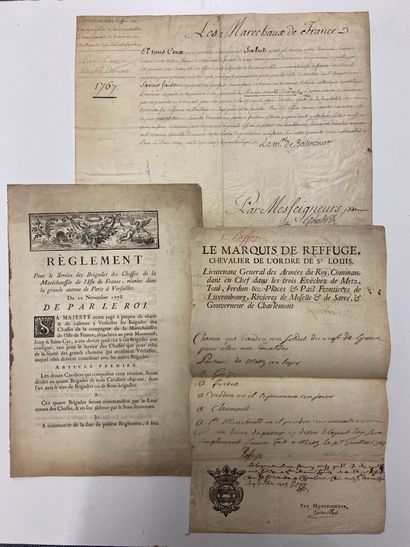 null Miscellaneous documents: - Letter from the Marquis de Reffuge, knight of Saint-Louis,...