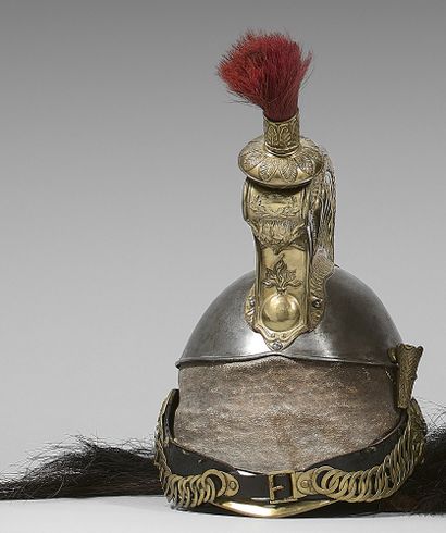 Cuirassier helmet model 1859, iron bomb stamped:...