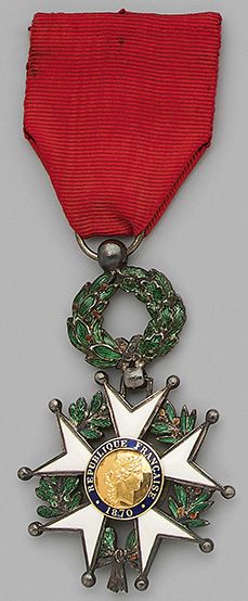 null Two silver knight's crosses of the order of the Legion of Honor, enameled, one...